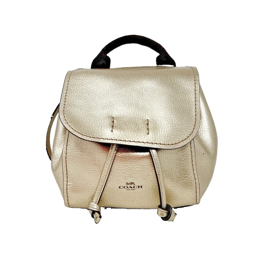 Coach Derby Mini Backpack Metallic Gold Pebbled Leather F16605